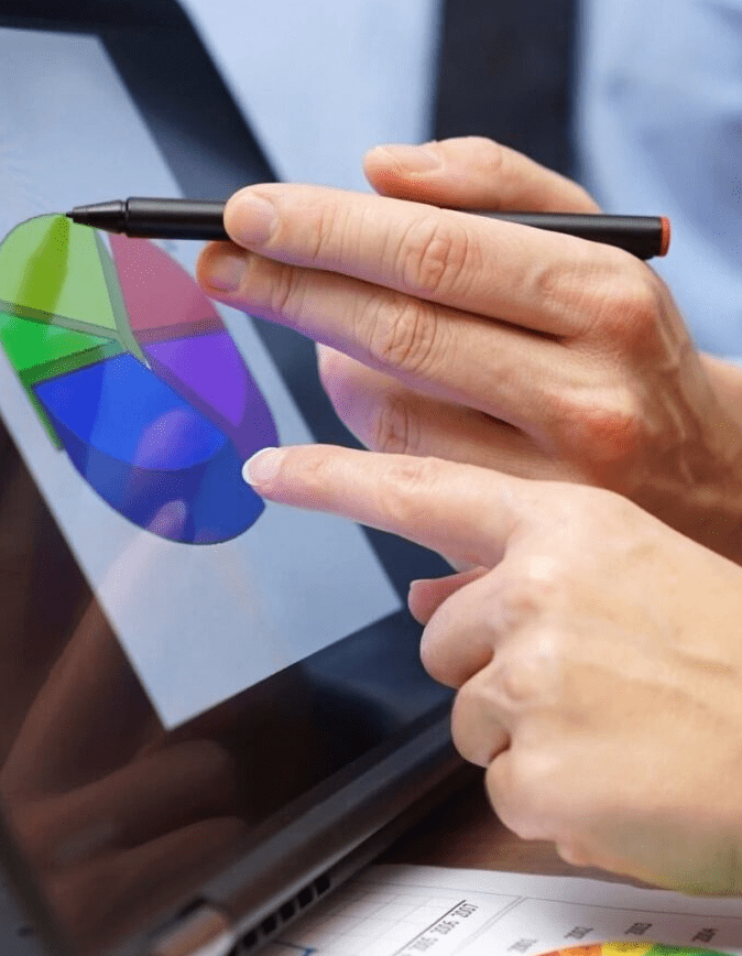 A person using their cell phone to see the color wheel.